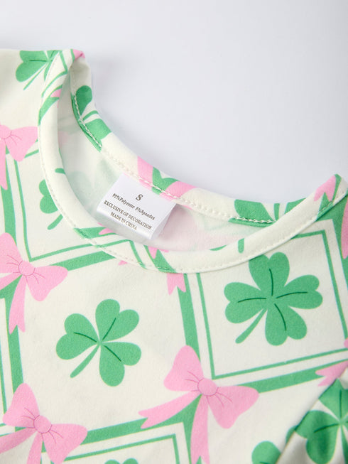 st-patricks-day-bow-shamrock-print-short-sleeves-girls-dress-Sophia's Style--3