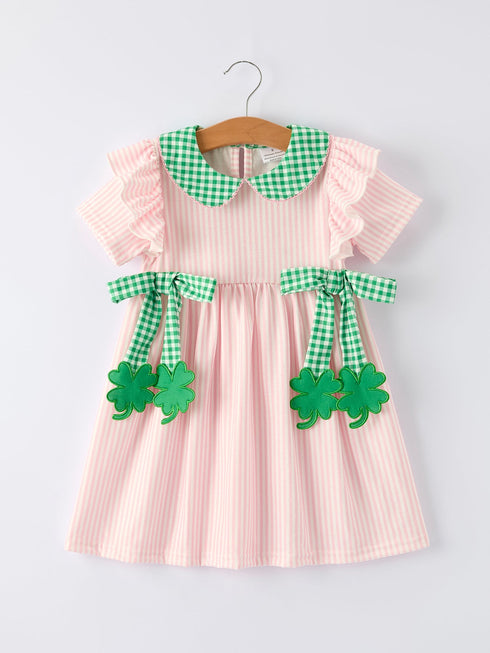 st-patricks-day-shamrock-girls-striped-plaid-dress-Sophia's Style-Dress-1