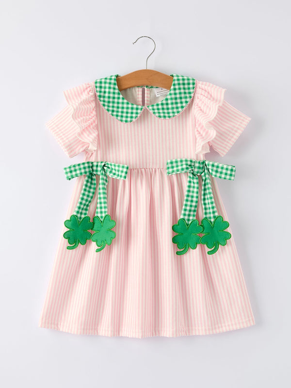 st-patricks-day-shamrock-girls-striped-plaid-dress-Sophia's Style-Dress-1
