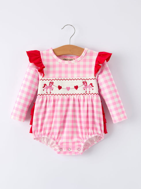 valentine-pink-plaid-baby-girls-romper-with-horse-heart-smocking-Sophia's Style-Romper-1