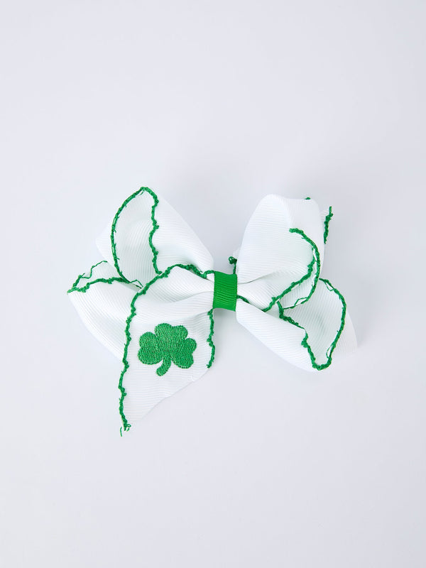 st-patrick-shamrock-embroidered-hair-bow-girls-hair-clip-Sophia's Style-Bows-1