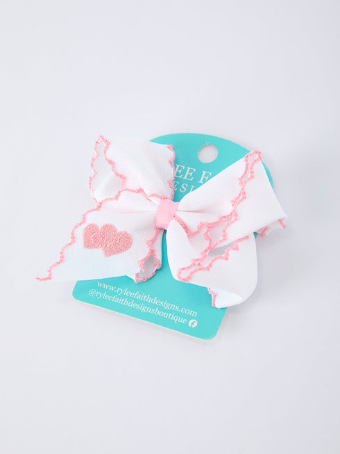 valentines-day-heart-embroidered-white-girls-bow-hairpin-4-inch-rylee-faith-designs-Sophia's StyleBows-1