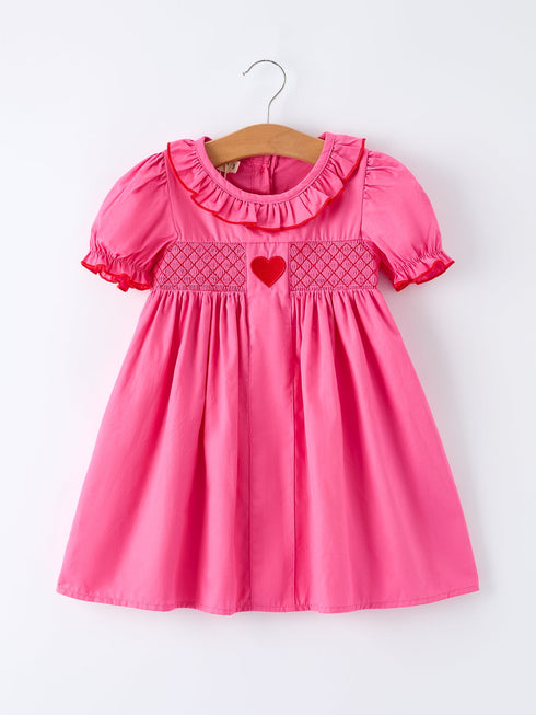 valentines-day-hot-pink-ruffle-collar-heart-applique-girls-dress-rylee-faith-designs-Sophia's StyleDress-1