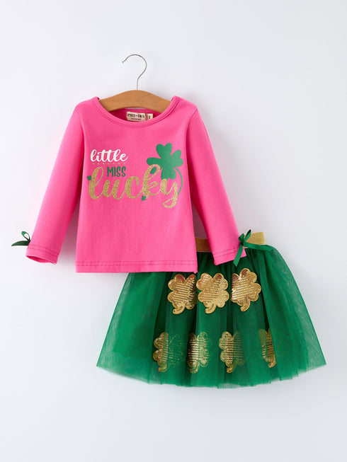 st-patrick-shamrock-letter-top-girls-tulle-sequin-skirt-set-Sophia's Style-Outfit-1