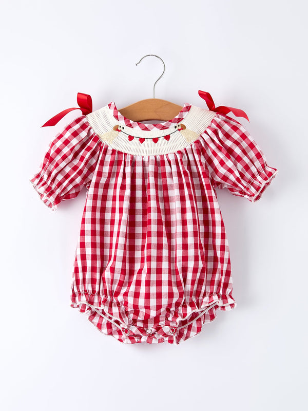 valentine-red-plaid-romper-with-smocked-heart-dog-detail-and-bows-rylee-faith-designs-Sophia's StyleRomper-1