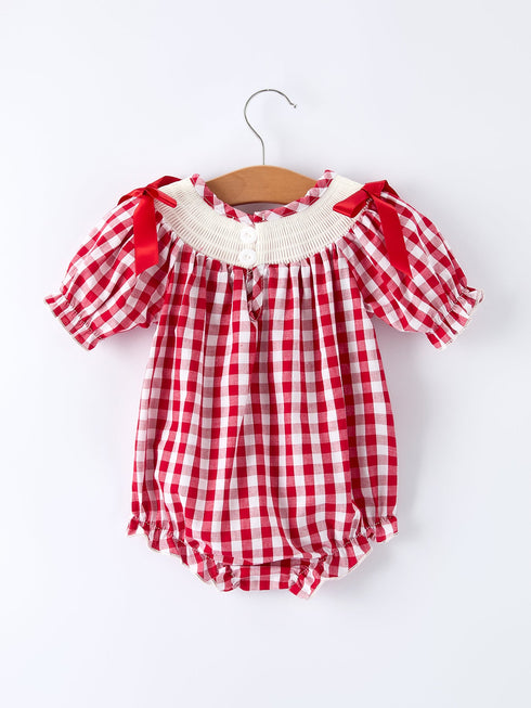 valentine-red-plaid-romper-with-smocked-heart-dog-detail-and-bows-rylee-faith-designs-Sophia's Style-2