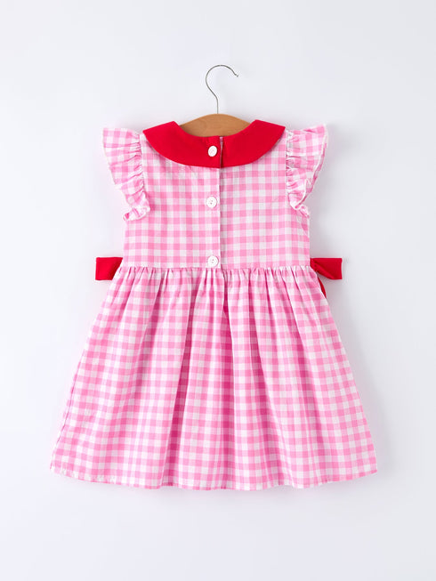 valentine-pink-plaid-girls-dress-with-red-hearts-and-bows-Sophia's Style--2