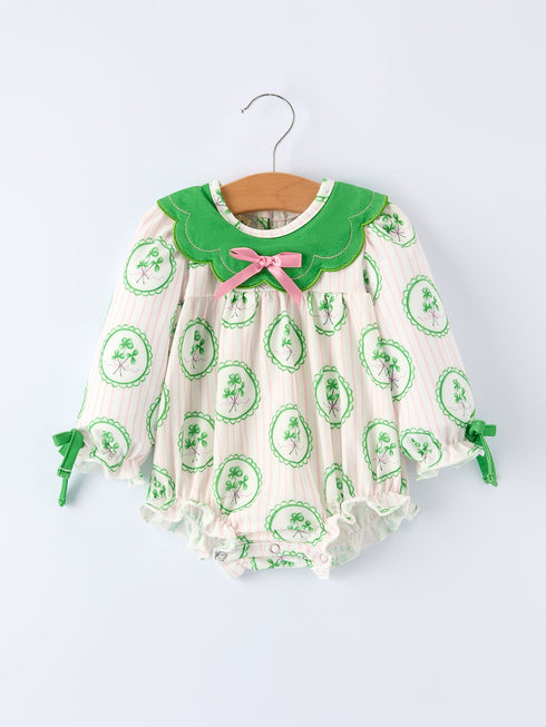 st-patricks-day-shamrock-striped-long-sleeve-baby-girl-romper-Sophia's Style-Romper-1