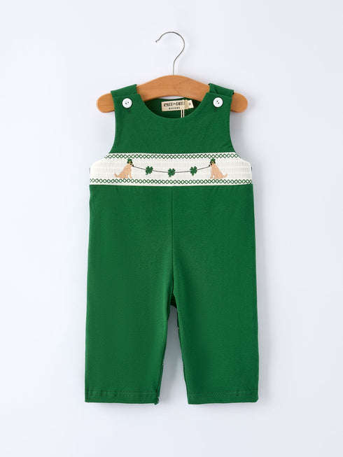 boys-st-patrick-s-day-shamrock-puppy-smocked-romper-Sophia's Style-Romper-1