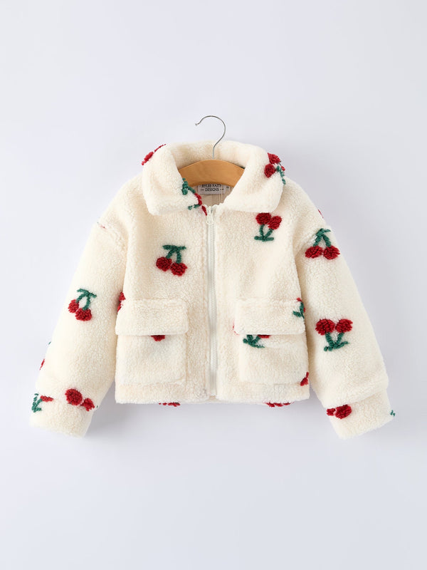cherry-plush-jacket-for-girls-zip-up-winter-coat-Sophia's Style-Top-1