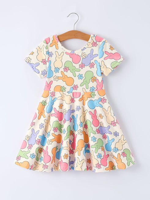 easter-colorful-bunny-girls-twirl-short-sleeved-dress-Sophia's Style-Dress-1
