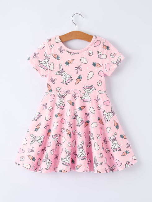 pink-easter-bunny-carrot-print-girls-short-sleeve-dress-Sophia's Style--2