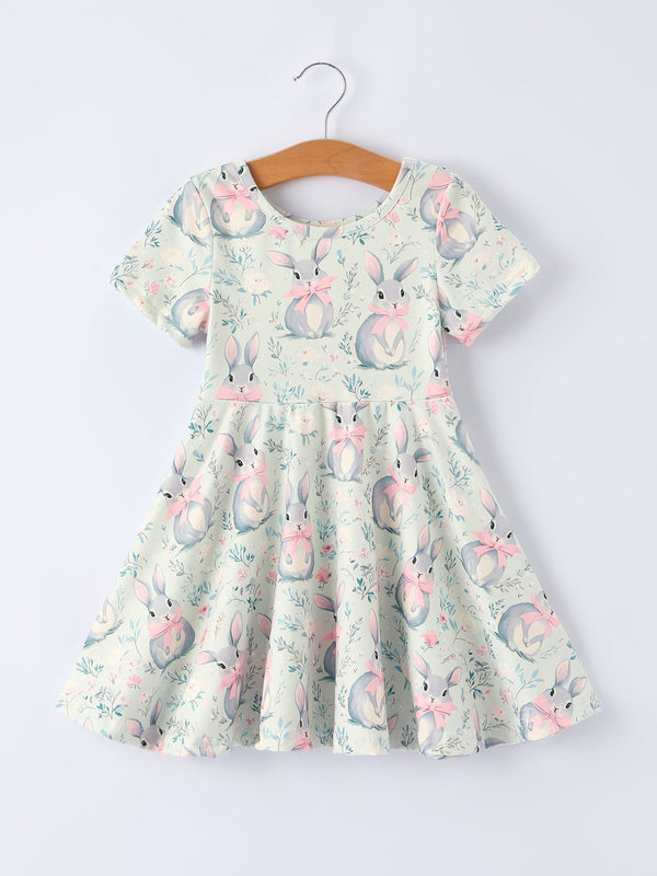 easter-bunny-bow-print-twirl-short-sleeve-dress-Sophia's Style-Dress-1