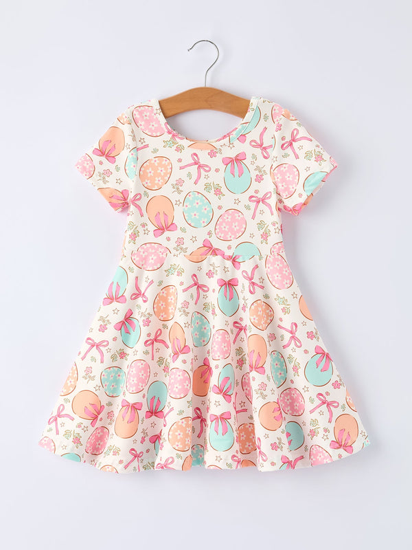 easter-egg-bow-print-girls-short-sleeve-dress-Sophia's Style-Dress-1