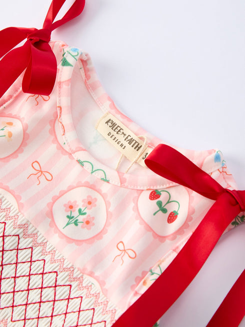 spring-pink-floral-bow-smocked-girl-dress-Sophia's Style-3