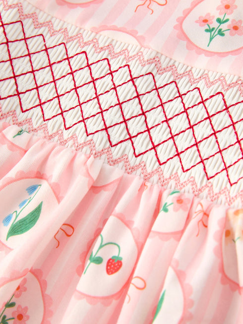 spring-pink-floral-bow-smocked-girl-dress-Sophia's Style-4