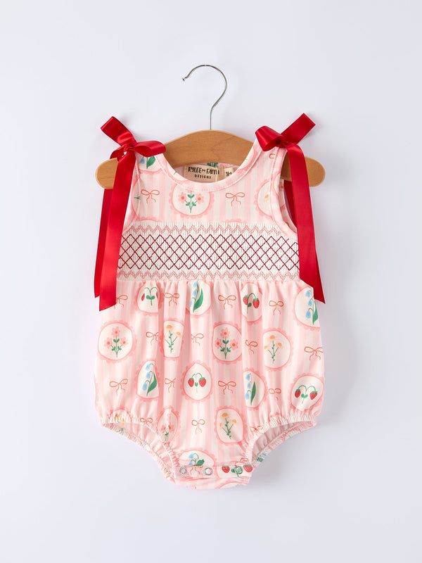 spring-pink-floral-bow-smocked-girl-romper-Sophia's StyleRomper-1
