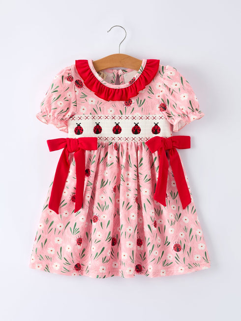 spring-ladybug-smocked-embroidered-girls-dress-Sophia's StyleDress-1
