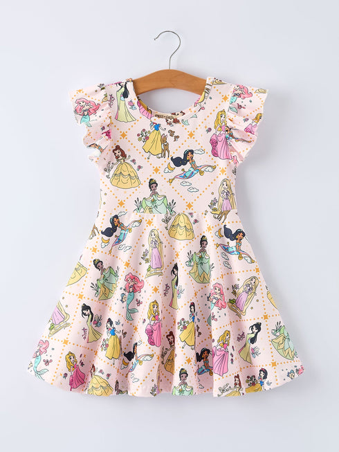 summer-pattern-ruffle-sleeve-girls-dress-Sophia's StyleDress-1