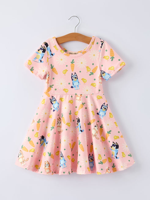 easter-character-print-short-sleeved-dress-Sophia's Style-Dress-1