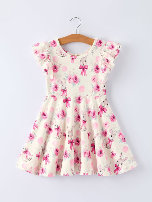 easter-pink-bow-bunny-and-rose-print-girls-dress-Sophia's Style-Dress-1