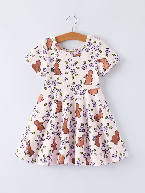 easter-bunny-purple-floral-print-girls-dress-Sophia's Style-Dress-1