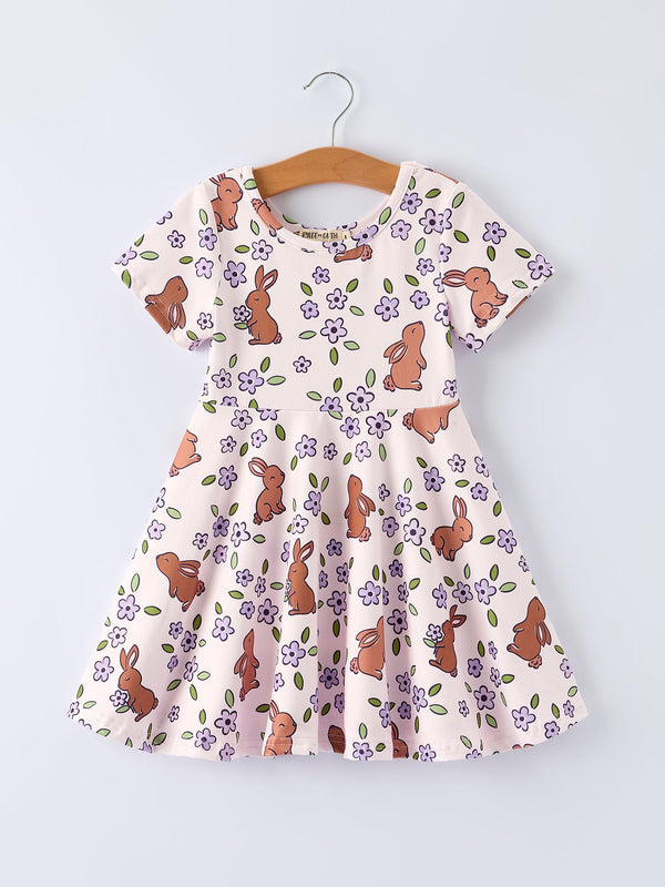 easter-bunny-purple-floral-print-girls-dress-Sophia's Style-Dress-1