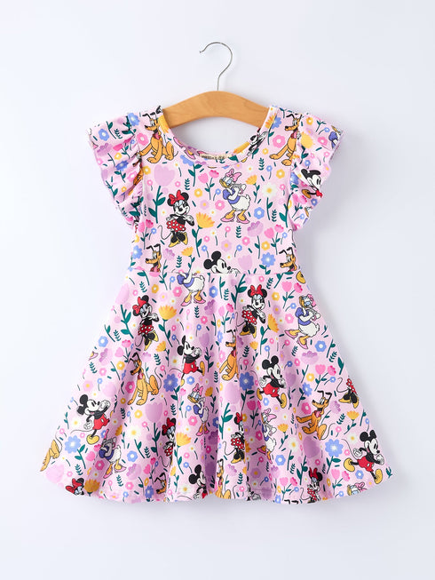 easter-characters-floral-print-purple-girls-dress-Sophia's Style-Dress-1