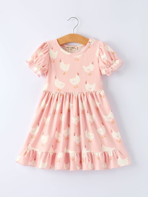 farm-spring-chicken-print-girls-ruffle-dress-Sophia's StyleDress-1