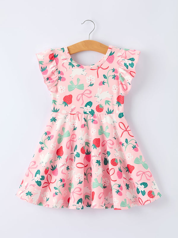 easter-strawberry-bunny-bow-print-girls-dress-Sophia's Style-Dress-1