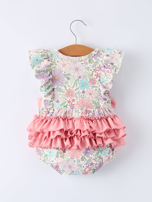 girls-pink-floral-sleeveless-baby-girls-romper-Sophia's Style-2
