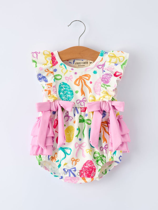 rainbow-easter-egg-print-bow-baby-girls-romper-Sophia's StyleRomper-1
