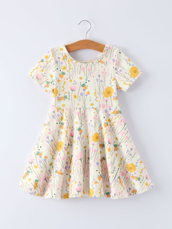 spring-easter-bunny-yellow-floral-girls-dress-Sophia's Style-Dress-1