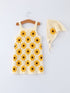 summer-crochet-sunflower-girl-dress-with-headscarf-Sophia's Style-2