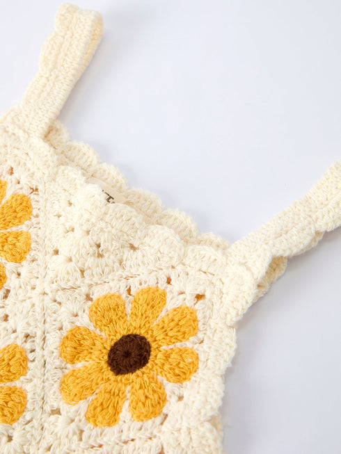 summer-crochet-sunflower-girl-dress-with-headscarf-Sophia's Style-3