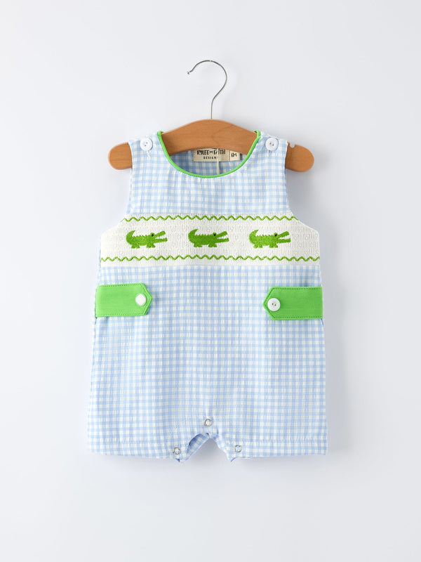 baby-boys-summer-crocodile-embroidered-smocked-romper-Sophia's StyleRomper-1