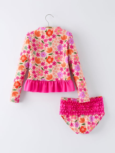 summer-floral-ruffle-long-sleeve-girl-swimwear-set-sophias-style-2