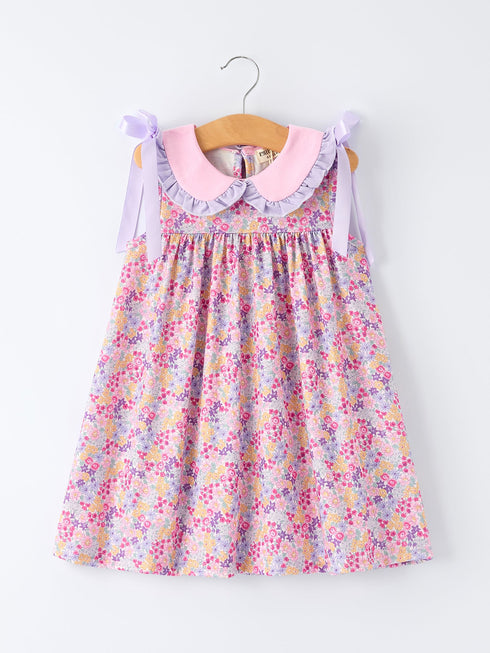 summer-purple-floral-bow-ruffle-girls-dress-Sophia's StyleDress-1