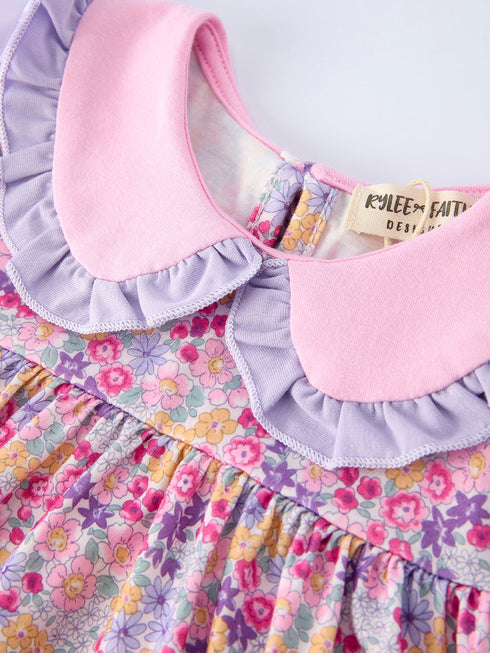 summer-purple-floral-bow-ruffle-girls-dress-Sophia's Style-3