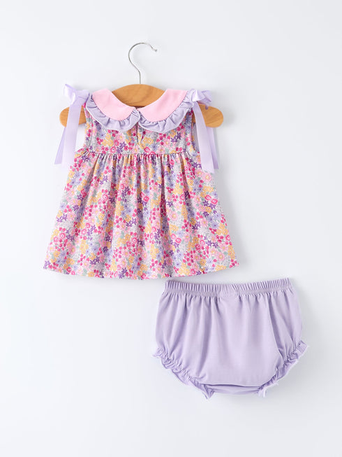 preorder-spring-purple-floral-bow-ruffle-girl-bloomer-set-Sophia's Style-2