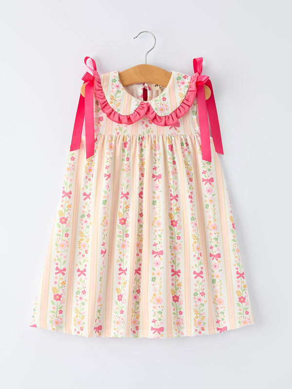 summer-floral-bow-ruffle-girls-dress-Sophia's StyleDress-1