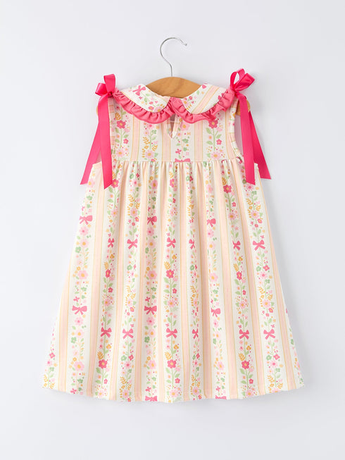 summer-floral-bow-ruffle-girls-dress-Sophia's Style-2