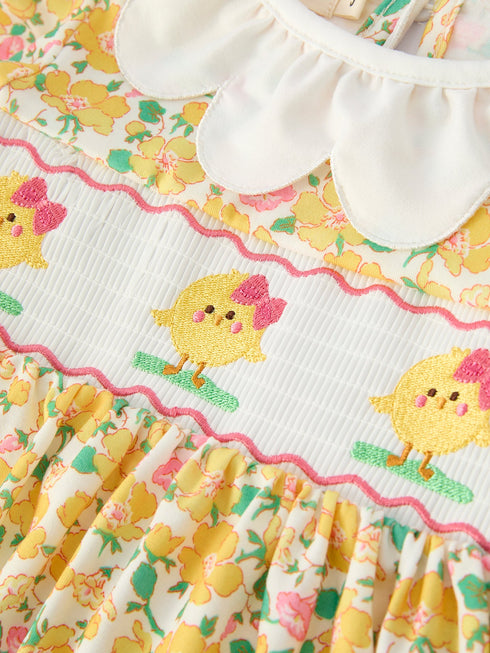 easter-yellow-chick-embroidery-floral-girl-dress-Sophia's Style-3