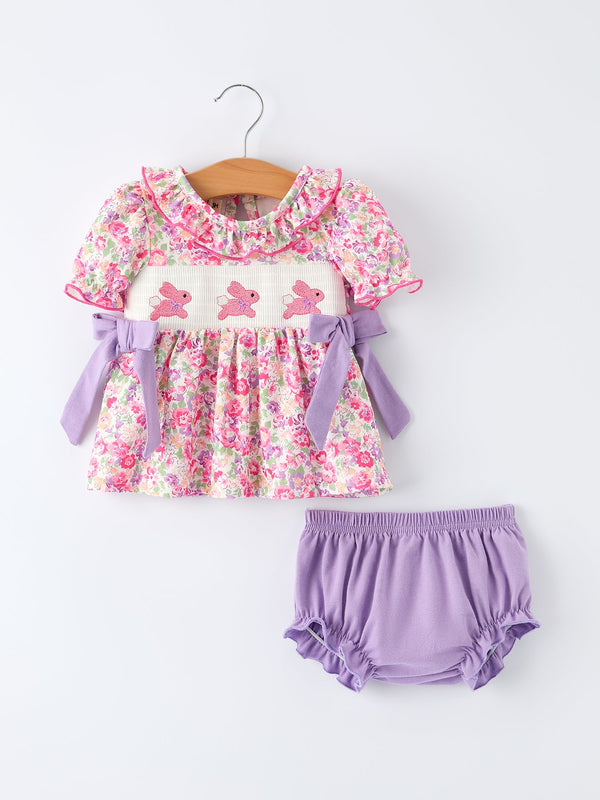 easter-colorful-floral-bunny-embroidery-bow-ruffle-girl-bloomer-set-Sophia's StyleOutfit-1