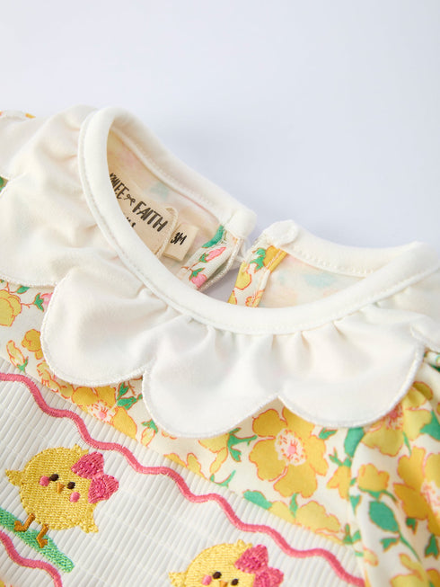 easter-yellow-chick-embroidery-floral-baby-girl-romper-Sophia's Style-3