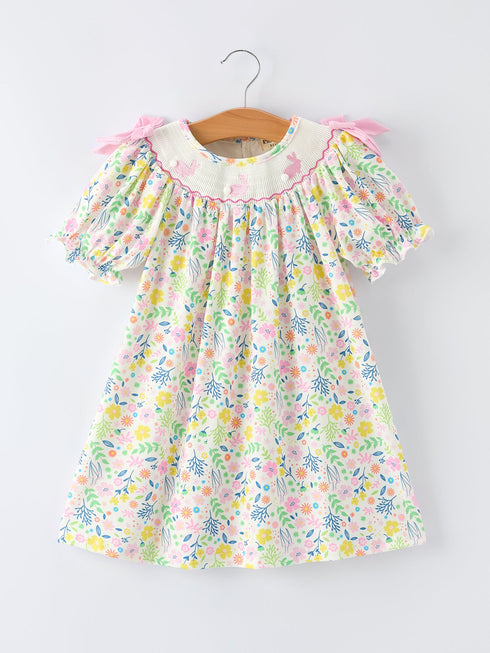 easter-bunny-embroidered-pom-pom-short-sleeved-girls-dress-Sophia's StyleDress-1