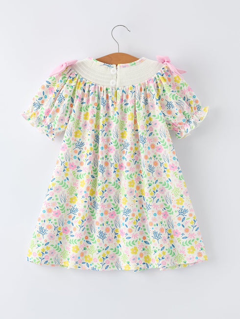 easter-bunny-embroidered-pom-pom-short-sleeved-girls-dress-Sophia's Style-2