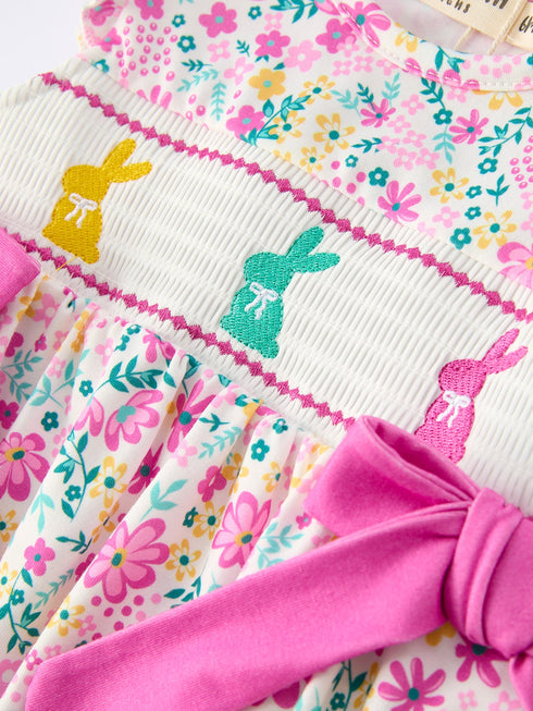 easter-colorful-floral-bunny-bow-smocking-embroidery-baby-girl-romper-Sophia's Style-4