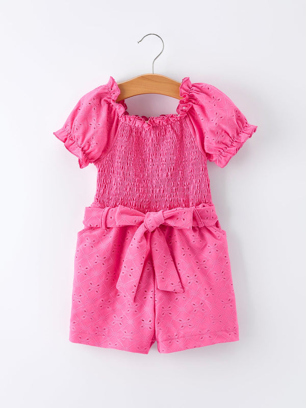 spring-hot-pink-short-sleeved-girls-jumpsuit-Sophia's StyleJumpsuit-1