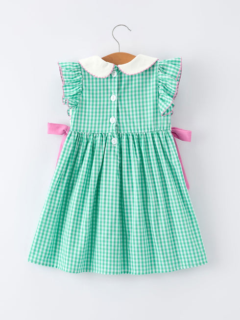 spring-gingham-bow-ruffle-smocked-pickle-ball-girl-dress-Sophia's Style-2